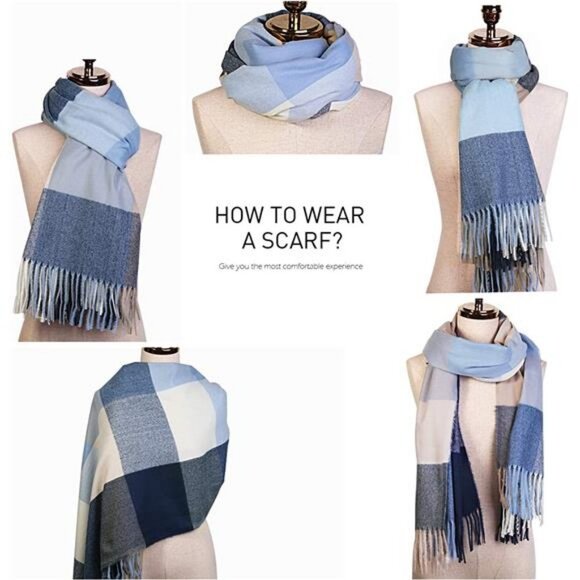 Classic Plaid Tartan Scarf for Women Men Soft Check Tassel Scarves SC316 - Picture 4 of 4